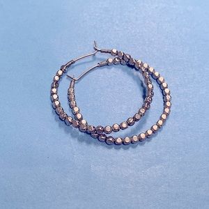 Silver Beaded Hoop Earrings